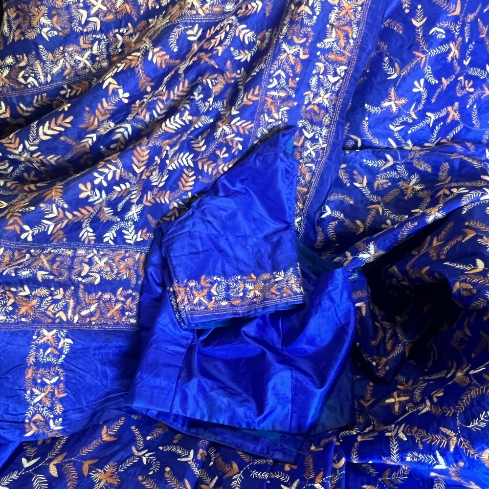 Sold  
Pure tussar silk inElegant Blue color in pure resham katha